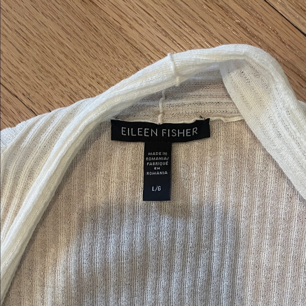 Eileen Fisher Ivory Ribbed Cardigan - Picture 2 of 3